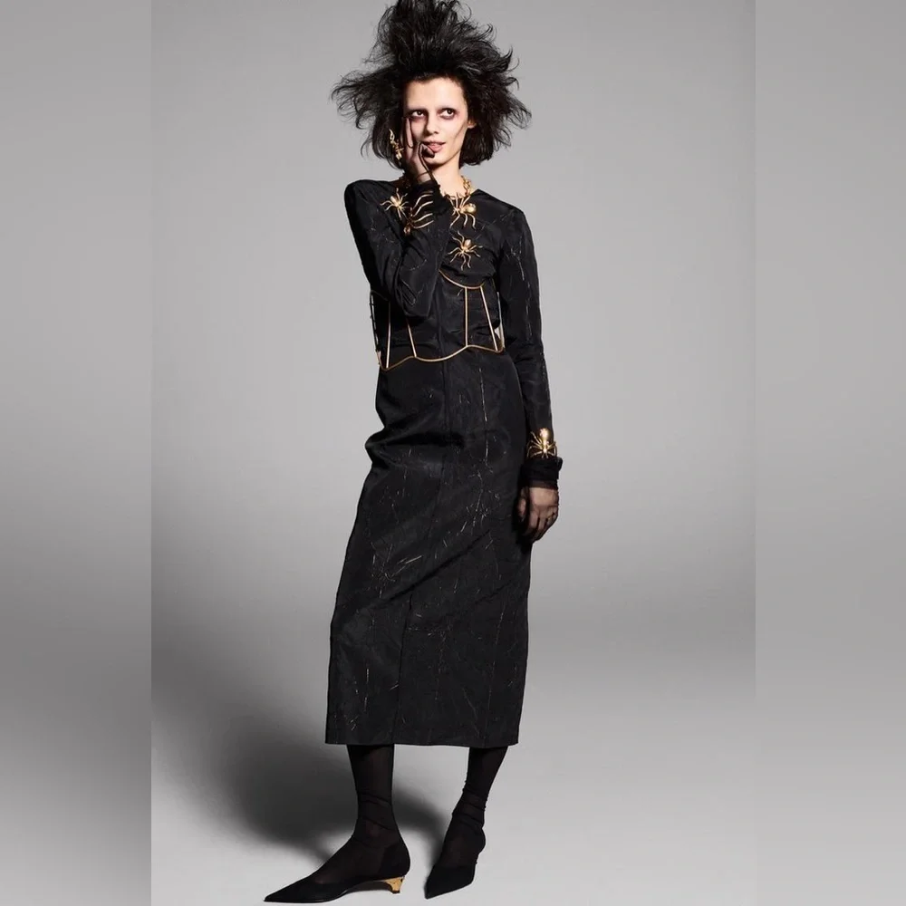 NWT. Zara Halloween Special Collection Golden Hard Metal Chain Corset.